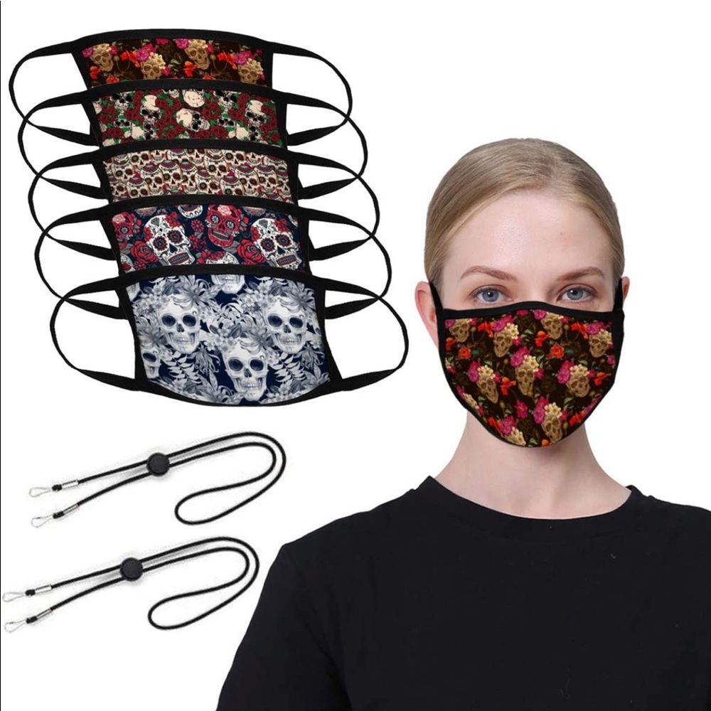 5 reusable face mask halloween skulls